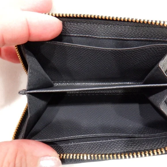 COACH Navy Zip Around Coin Case - Picture 4 of 9